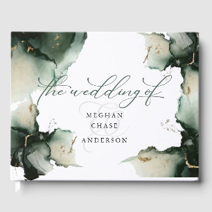 Abstract Sage Green Watercolor Guest Book