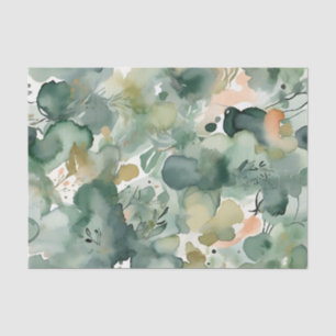 Abstract Sage Green Watercolor Pattern Tissue Paper