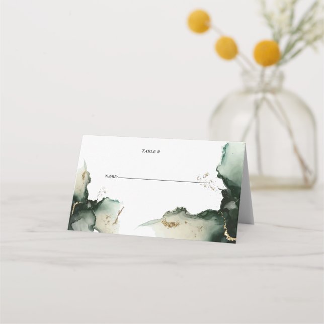 Abstract Sage Green Watercolor  Place Card (Front)