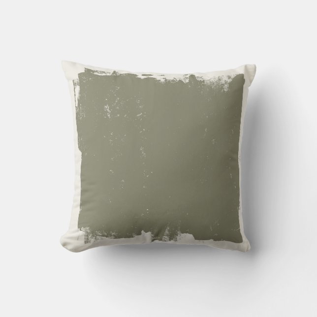 Abstract Sage Paint & Off White Throw Pillow (Front)