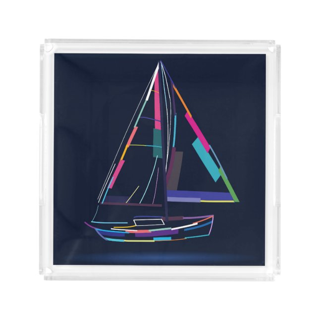 Abstract sailing yacht acrylic tray (Front)