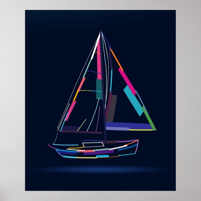 Abstract sailing yacht poster (Front)