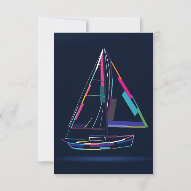 Abstract sailing yacht RSVP card (Front)