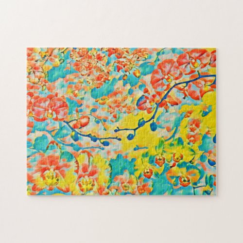 Abstract Sakura Spring Cherry Blossom Floral Jigsaw Puzzle