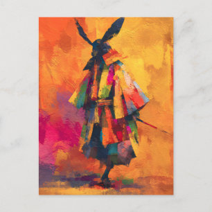 Abstract Samurai Warrior Silhouette Announcement Postcard