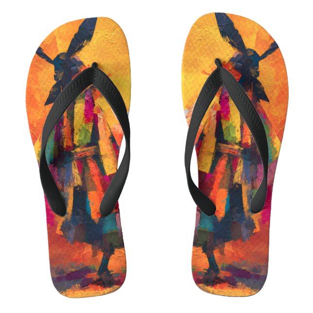 Abstract Samurai Warrior Silhouette Flip Flops (Footbed)