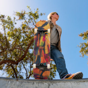 Abstract Samurai Warrior Silhouette Skateboard