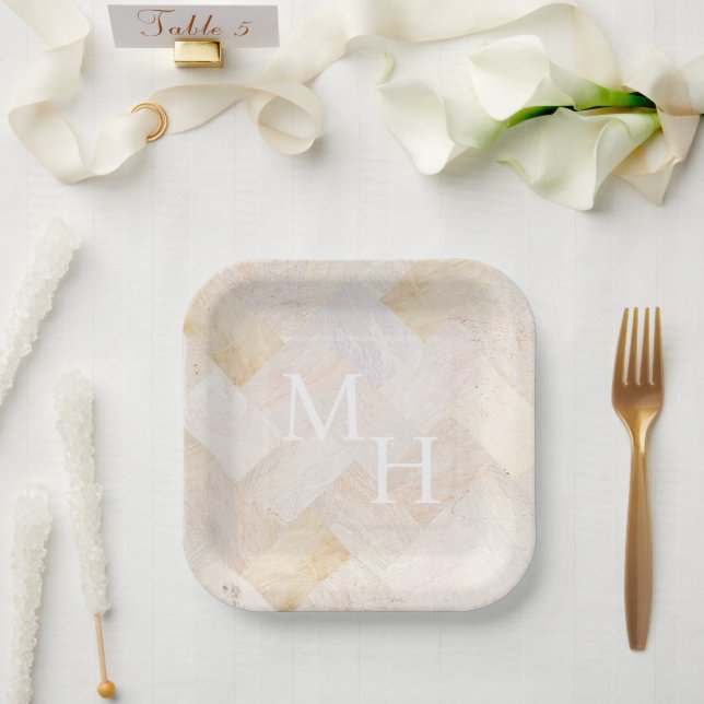 Abstract Sandstone Marbled  Paper Plates (Wedding)