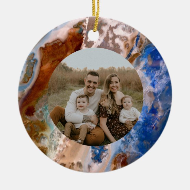 Abstract sandy beach pattern water foam pattern  ceramic ornament (Front)