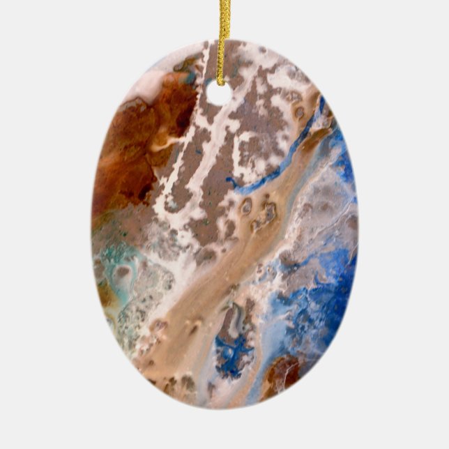 Abstract sandy beach pattern water foam pattern  ceramic ornament (Front)