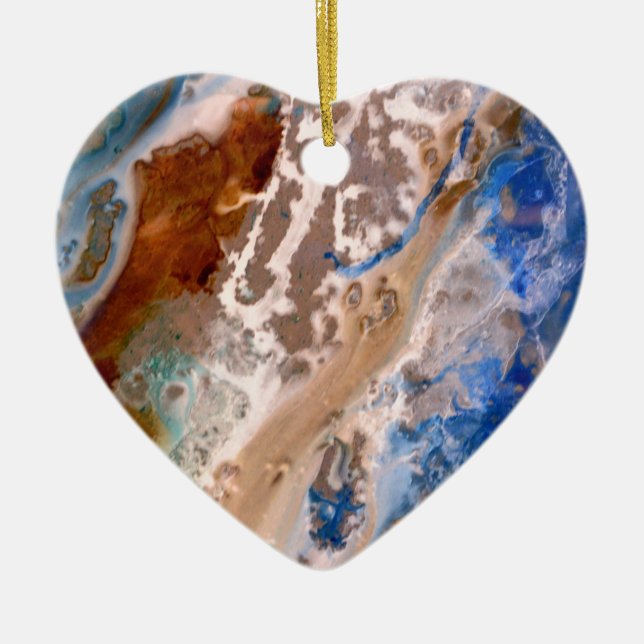 Abstract sandy beach pattern water foam pattern  ceramic ornament (Front)