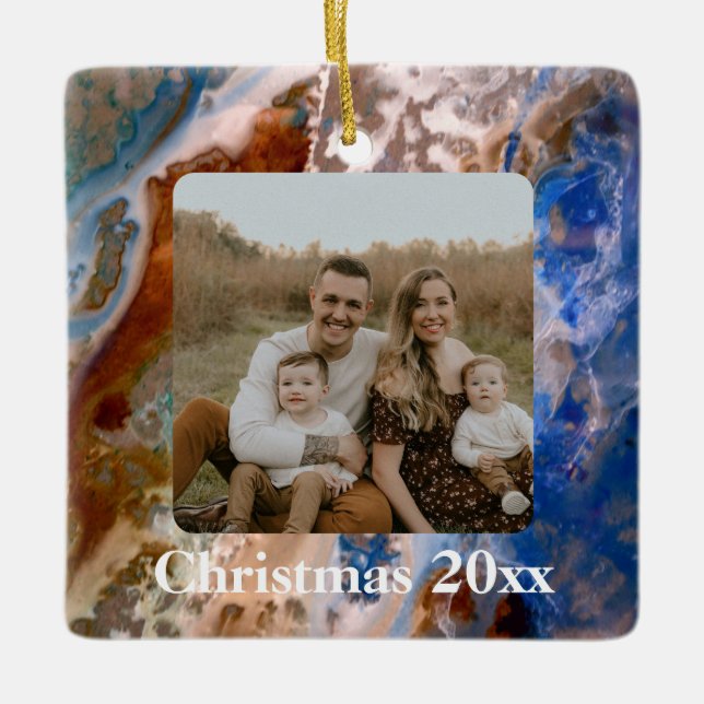 Abstract sandy beach pattern water foam pattern  ceramic ornament (Front)