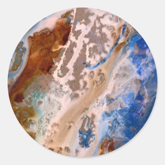 Abstract sandy beach pattern water foam pattern  classic round sticker (Front)