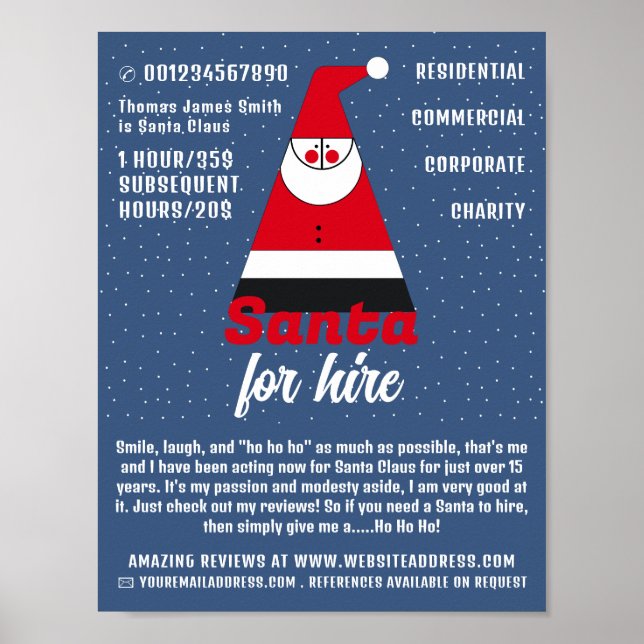Abstract Santa, Santa Claus Entertainer Advert Poster (Front)