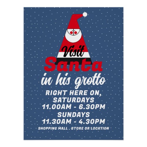 Abstract Santa Santa Claus Visitor Hours Poster