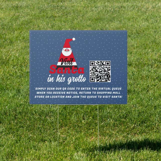Abstract Santa, Visitor QR Code Queue Grotto Sign (Insitu)