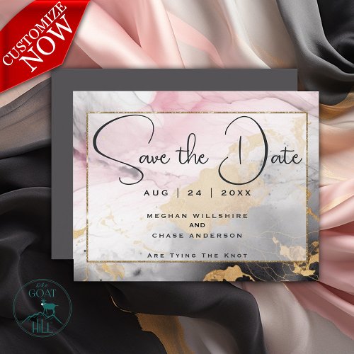 Abstract Save the Date _  Black Gold Rose Pink Invitation