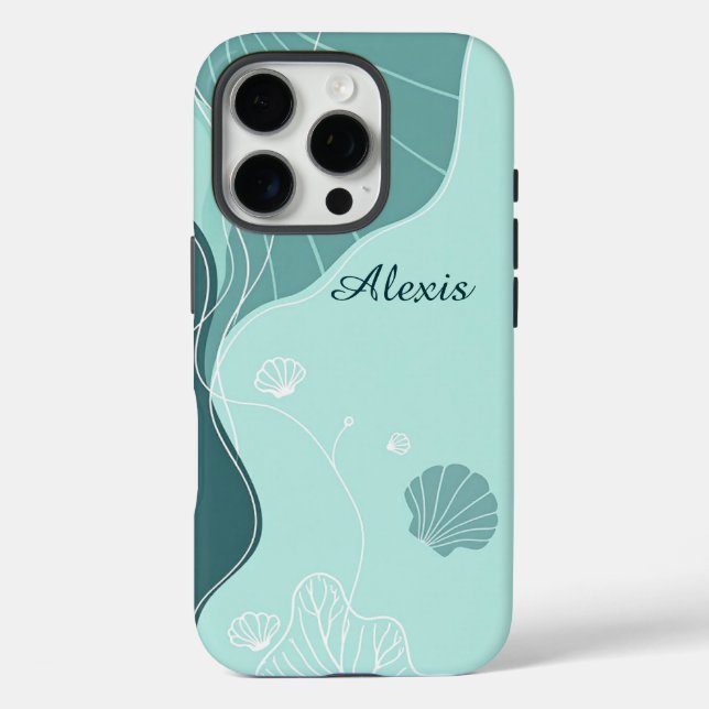 Abstract Scallop Shells and Seaweed Case-Mate iPhone Case (Back)