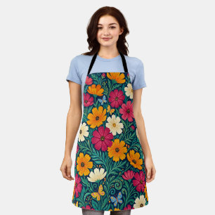 Abstract Scandinavian Folk Flowers Apron