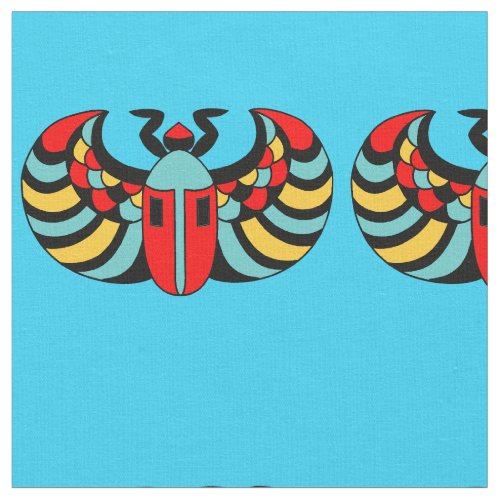 Abstract Scarab Colorful Beetle Vibrant Blue Fabric