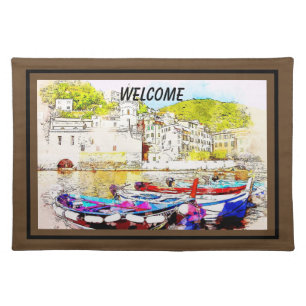 Abstract Scenic Harbour Cloth Placemat