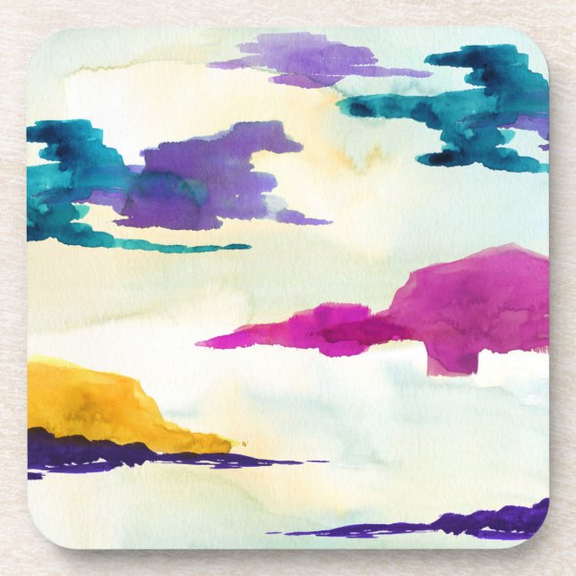Abstract Scottish Loch Watercolour Coaster Set (Front)