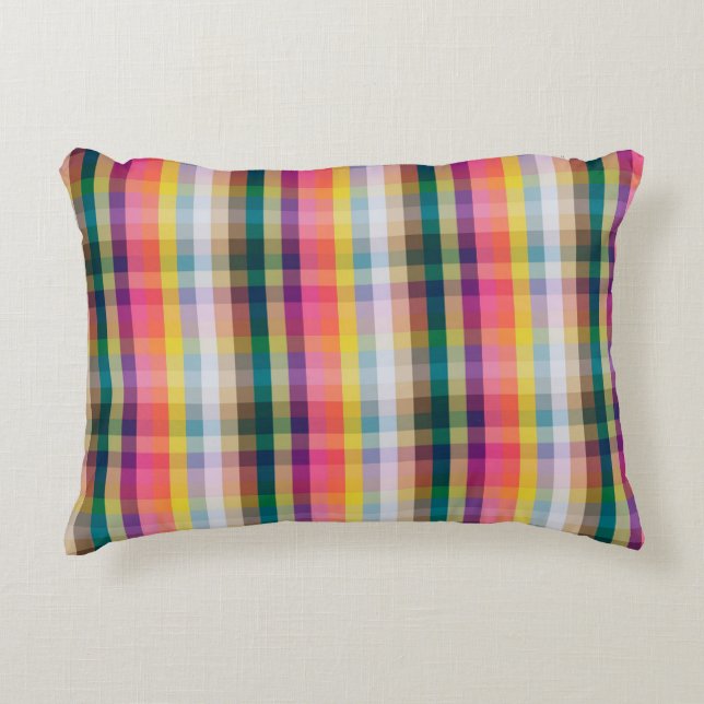 Abstract Scottish Plaid Accent Pillow (Front)