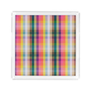 Abstract Scottish Plaid Acrylic Tray