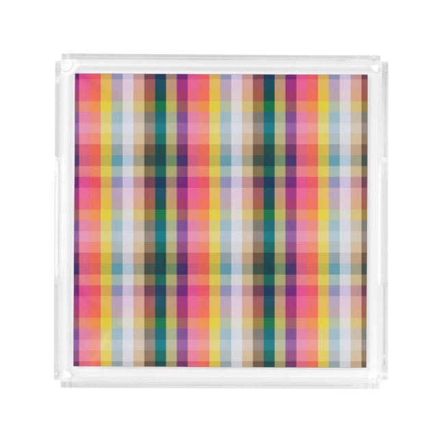 Abstract Scottish Plaid Acrylic Tray (Front)
