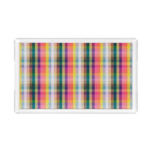 Abstract Scottish Plaid Acrylic Tray