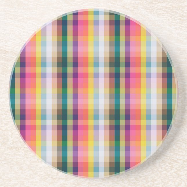 Abstract Scottish Plaid Drink Coaster (Front)
