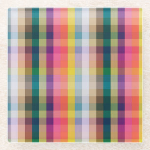 Abstract Scottish Plaid Glass Coaster