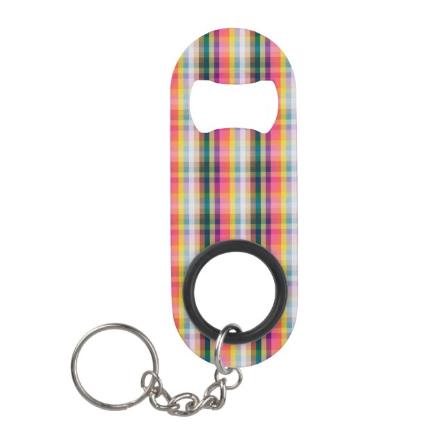 Abstract Scottish Plaid Keychain Bottle Opener (Front)