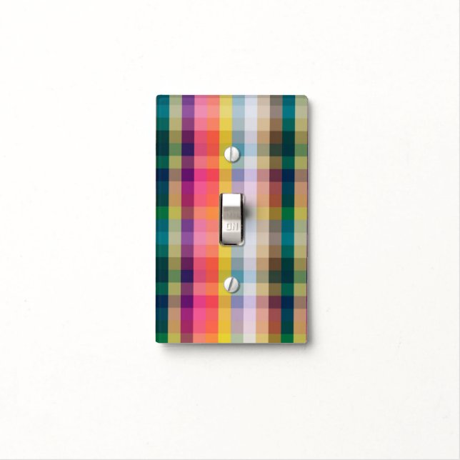Abstract Scottish Plaid Light Switch Cover (In Situ)