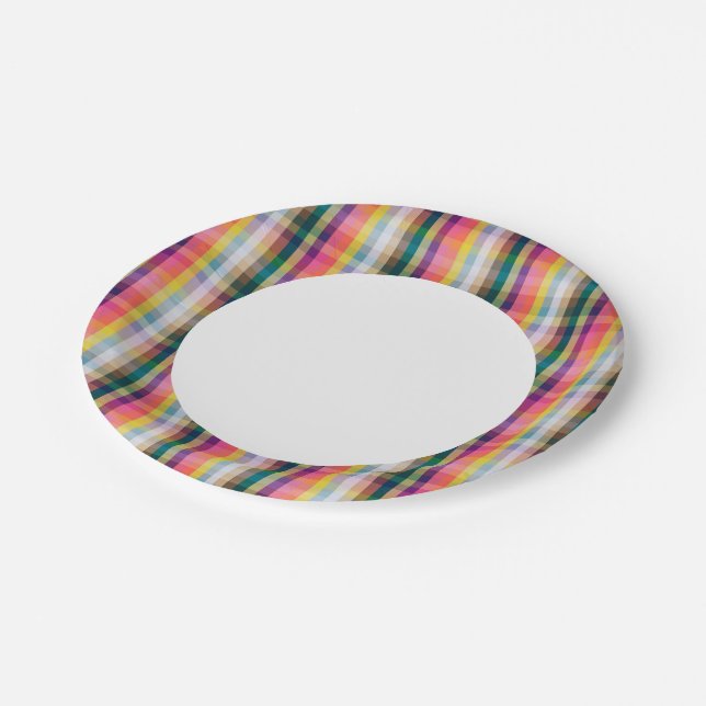 Abstract Scottish Plaid Paper Plates (Angled)