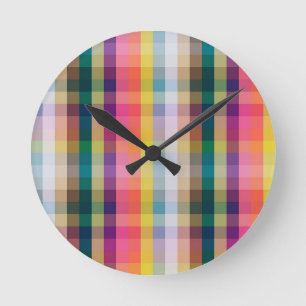 Abstract Scottish Plaid Round Clock
