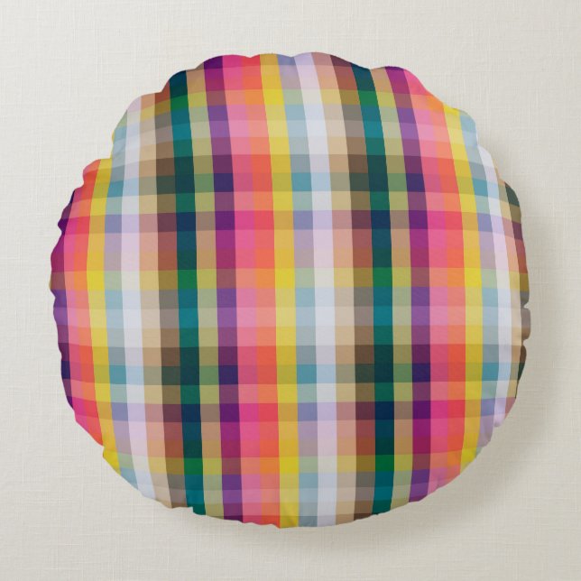 Abstract Scottish Plaid Round Pillow (Front)