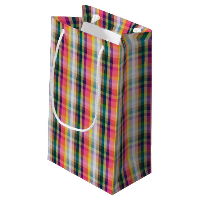 Abstract Scottish Plaid Small Gift Bag (Back Angled)