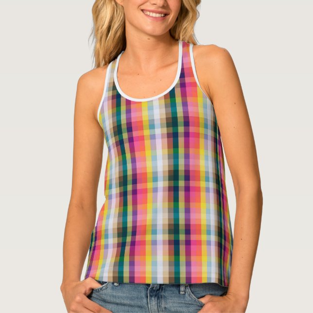 Abstract Scottish Plaid Tank Top (Front)