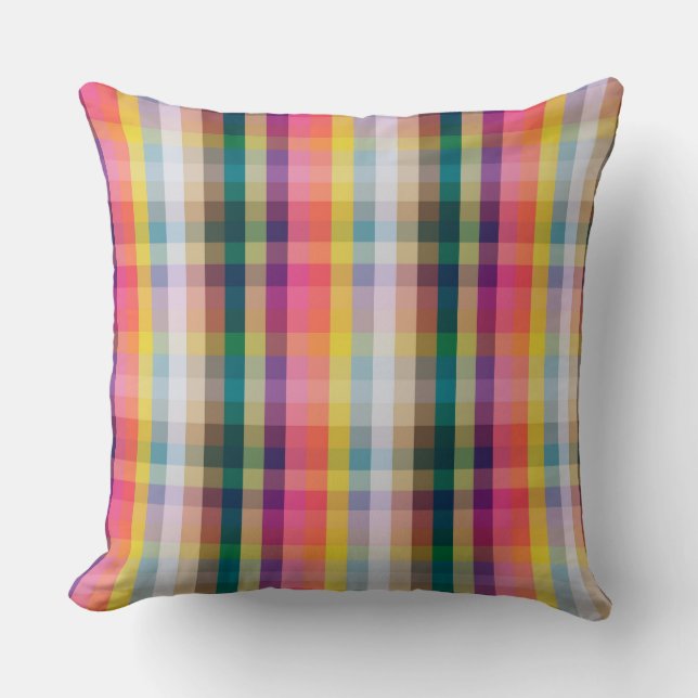 Abstract Scottish Plaid Throw Pillow (Front)