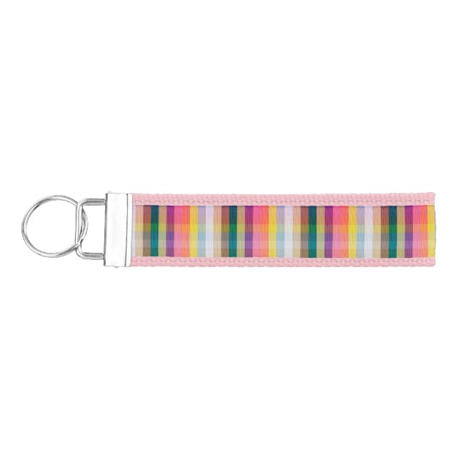 Abstract Scottish Plaid Wrist Keychain (Keys on Left)