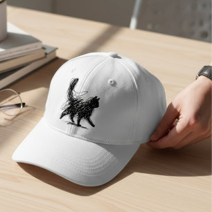Abstract Scribble Cat Art White Baseball Cap