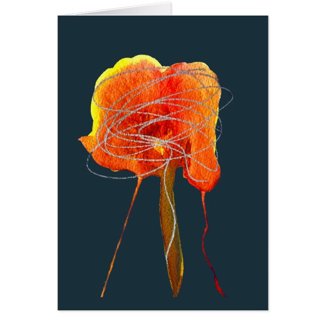 Abstract scribble floral flower modern art cards (Front)