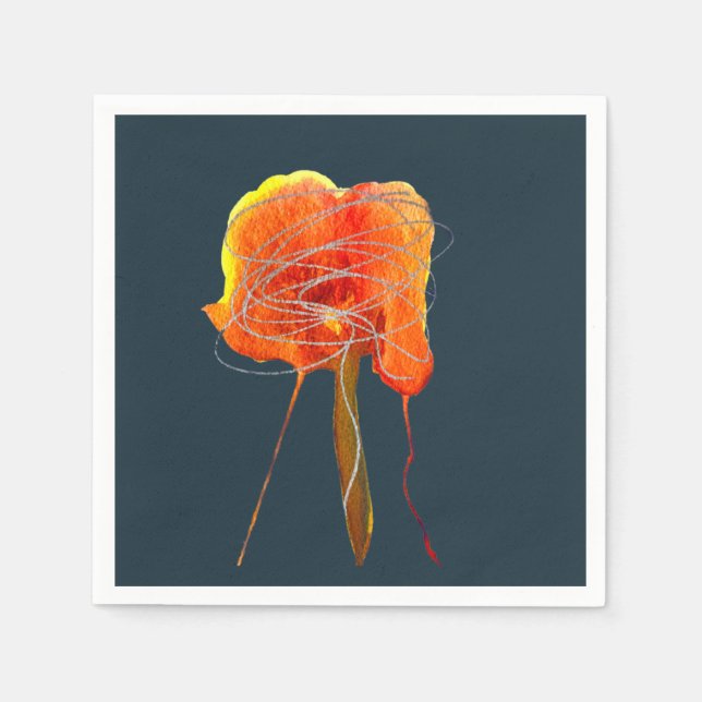 Abstract scribble floral flower modern art napkins (Front)