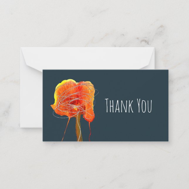 Abstract scribble floral flower modern art note card (Front)