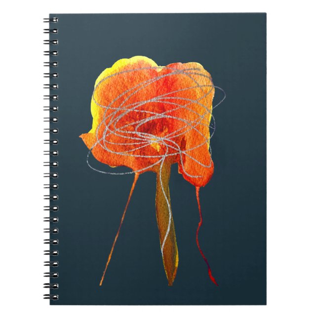 Abstract scribble floral flower modern art notebook (Front)
