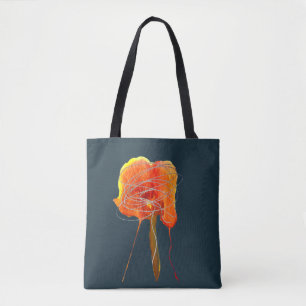 Abstract scribble floral flower modern art tote bag
