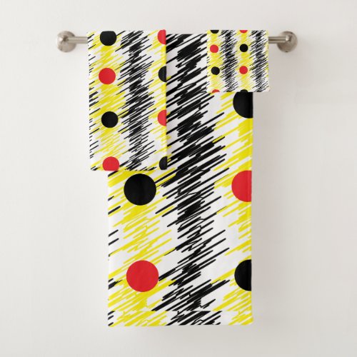 Abstract Scribble Polka Dot Pattern Bath Towel Set