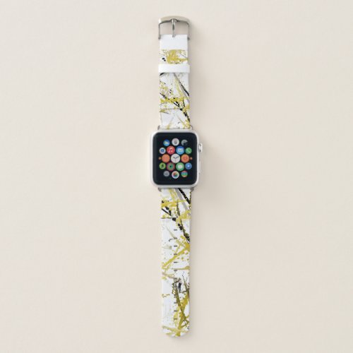 Abstract Scribbles _ Mustard and Brown Apple Watch Band