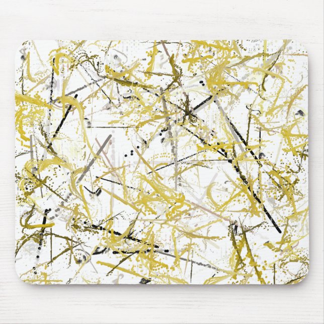 Abstract Scribbles - Mustard and Brown Mouse Pad (Front)